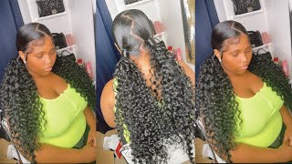 Quick & Easy $20 Curly Ponytails W/Dramatic Edges | Two Low Ponytails | Cheap & Affordable Hair
