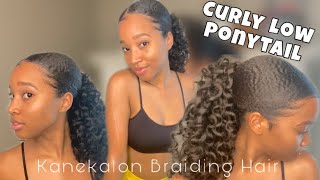 Low Curly Ponytail  I Curled Kanekalon Braiding Hair To Create This Style!