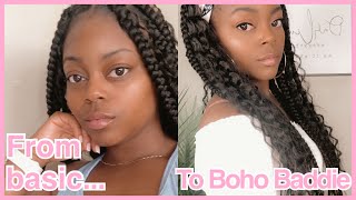 How To Add Curly Pieces To Box Braids | Boho Knotless Box Braids