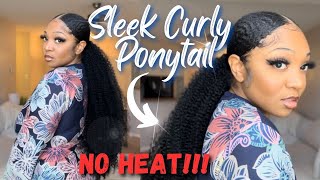 Sleek Curly Ponytail Tutorial On Natural Hair! | No Heat!!