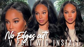 Most Natural! No Edges Out! Best V Part Body Wave Wig Install |Unice Hair| Alwaysameera