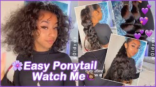 Hot Girl Ponytail Sleeking! How To Do High Ponytail With #Ulahair Curly Bundle | No Heat