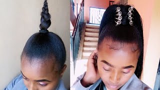 How To Sleek A High Extended Ponytail On 4B/4C Natural Hair /With Maureen