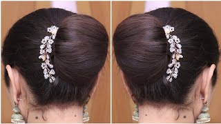 Clutcher Juda Bun Hairstyle | Easy Clutcher Wedding Juda Hairstyles For Ladies | Wedding Hairstyle