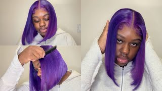Purple Bob Wig Install | 5X5 Hd Closure Bob | Purple Hair | #Closurewigs #Hdlace #Closure #Purple