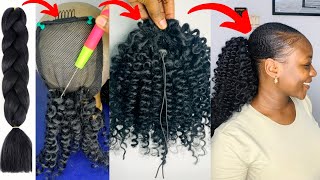 How To Make A Curly Ponytail From Kanekalon Braiding Hair|| Xpression Braiding Hair