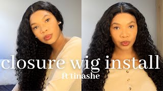 No Frontal Needed ! Easy Apply Deep Wave Lace Closure Wig Ft.Tinashe Hair