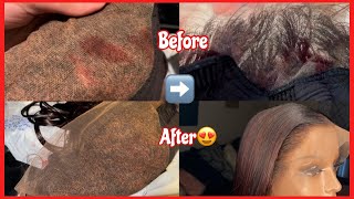 How To Remove Dye Or Stains From Your Lace Frontal/Closure Using Vinegar! Easy!! (((Must Watch)))
