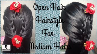 Open Hair Hairstyle For Medium Hairs|| College Girls Hairstyle || Step By Step