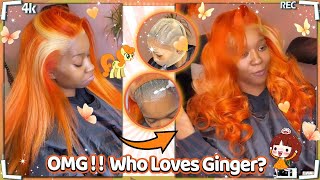 Custom Ginger Color Lace Frontal Wig!613 Skunk Stripes Hair| #Ulahair Review
