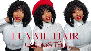 *Easy* Curly Bang Wig Install: No Lace, No Glue, No Sprays| Beginner Friendly Ft. Luvme Hair