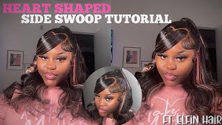 Heart Shaped Side Swoop Quick Weave With Pink Highlights | The Truth Of 100% Human Hair Ft.Elfinhair