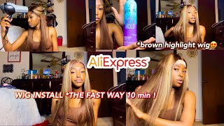 Aliexpress Fast Wig Install!! *Brown Highlight Wig