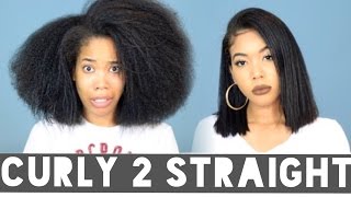 How To | Straighten Curly Hair (Flat Iron Routine Curly To Straight)
