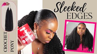  How To: Slick Thin Edges With Esha Slick N Slay Gel |  $6 Crochet Braids Ponytail On Short Hair