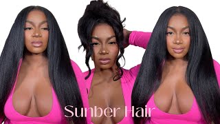 This Is My Hair~ Natural Color Kinky Straight Wig Beginner Friendly Install Ft.  Sunber Hair