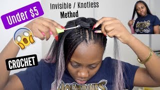 Under $5 Knotless / Invisible Part Crochet Braids Tutorial With Kanekalon Hair
