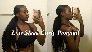 Low Sleek Curly Ponytail On Natural Hair || Lulutress Water Wave Crochet Hair