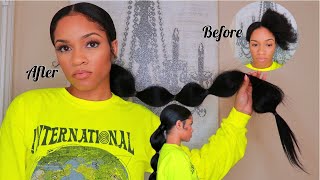 $13 30 Inch Extended Bubble Ponytail On 4C Natural Hair | No Glue