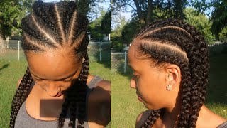 How To Do Easy Feed In Braids/Cornrows With Kanekalon Hair | Tutorial