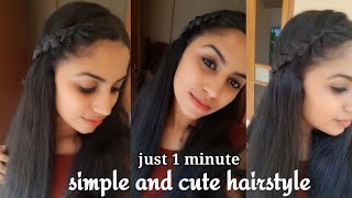 1 Minute Easy Hairstyle For Long,Medium, Short Hair,For College,Office, School Parties|Everyday Cute