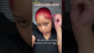 No Part Ponytail?!  Invisible Slick Back On Natural Hair | Red Ponytail Tutorial Ft.#Ulahair
