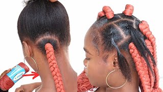 I Did This Easy Traditional Box Braids Using Wool For Her / Step By Step Tutorial For Beginners
