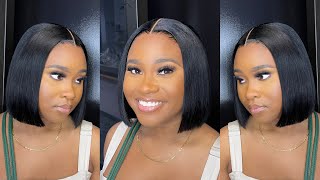 Blunt Cut Bob Wig | Crystal Lace Wig Ft . Megalook Hair