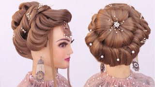 Bridal Juda Hairstyles For Long Hair L Wedding Hairstyles Kashees L Front Variation L Reception Look