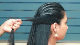 Beautiful Party Wear Hairstyle For Medium Hair 2023 || Quick & Easy Part Hairstyle For Girls 2023