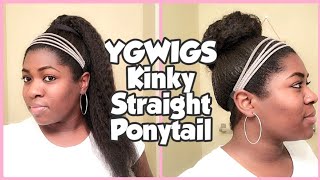 Ygwigs Kinky Straight Drawstring Ponytail Review  Transitioning To Natural Protective Hairstyle