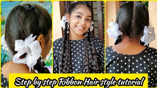 How To Make Ribbon Flower In Simple Wayback To School Ribbon Hairstyle School Students Hairstyle