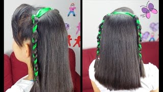 Ribbon Little Pigtails | Easy Hairstyles | Hairstyles For Short Hair
