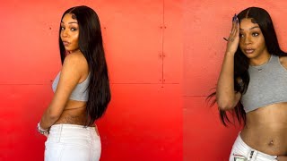 Easy Install | Trying A Straight Closure Wig | Ft. Alipearl Hair
