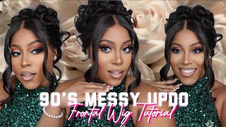 Tutorial: 90'S Messy Updo W/ Frontal Wig *No 360 Frontal Needed*| How To Updo On Frontal Wig