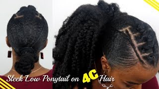 Sleek Low Ponytail On 4C Hair | Mayde Jamaican Doll Drawstring Ponytail | Gabbysqueendom