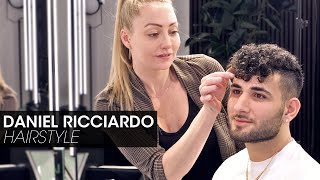 Daniel Ricciardo Hairstyle  Curly Bangs With Fade For Men