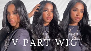 My Favorite V-Part Wig! Super Natural And Easy Install For Beginners Ft.Wiggins Hair