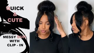 How To: High Messy Bun With Clip-In Hair Extensions And Bangs | Jullyssa Muller