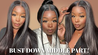 You Need This Sleek Bust Down Middle Part 13X4 Hd Lace Wig! Layered Effect Julia Hair