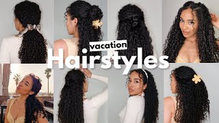 6 Easy & Pretty Hairstyles For Curly Hair! [Vacation/Holiday Edition]