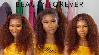 Auburn Kinky Curly Wig Easy Installation And Styling || Beauty Forever Hair