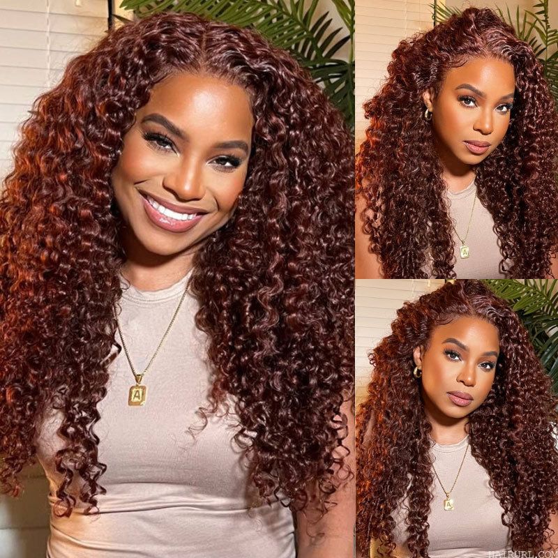 Chestnut Brown Deep Wave Wig 13x4 HD Transparent Lace Frontal 