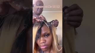 Short Bob Quick Weave Tutorial  Ombre Brown Color W/ Curl | Side Part Leave Out Ft.#Ulahair