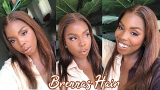 Complete Beginner Chocolate Wig Install No Blow Drier Or Glue Needed|Breannas Hair | Lydia Stanley