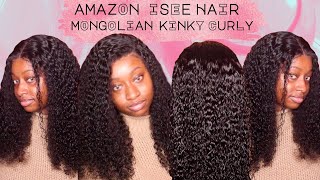 Isee Hair $140 Mongolian Kinky Curly 22" Frontal Wig! Ft. Amazon