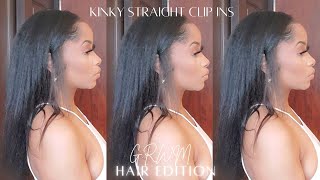 Grwm Hair Edition | Installing Kinky Straight Clip Ins | Sharronrenee